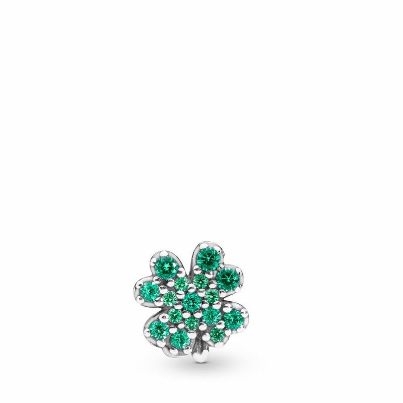 Pandora Radiant Green Clover Petite Charm - Sterling Silver/Green/Crystal - Canada | GA7691DN